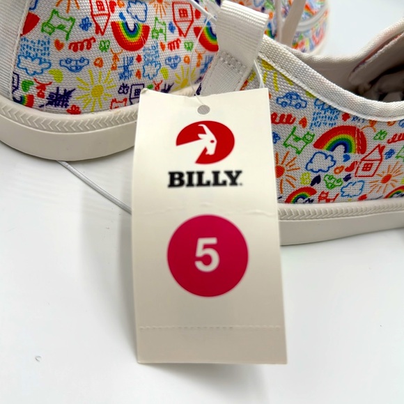 NWT BILLY Footwear LowTop Sneakers Big Girl White with Rainbow House Print - Picture 12 of 12